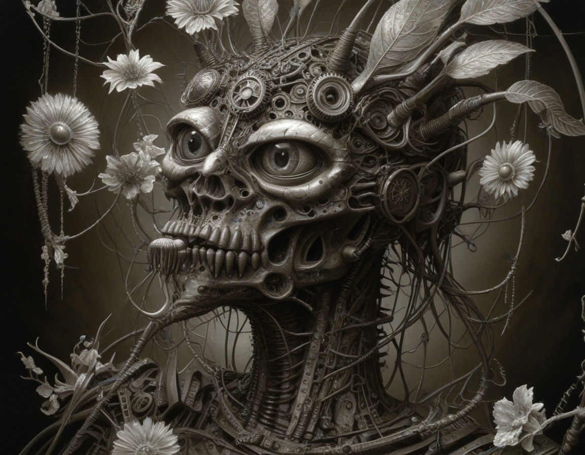 Ethereal Steampunk Beast Unveiled in Surrealist Masterpiece