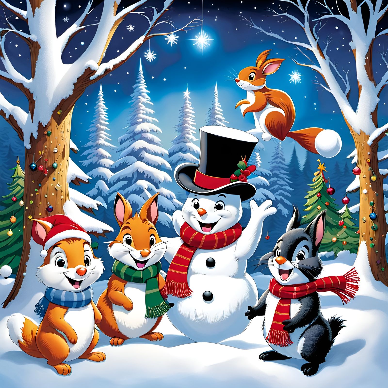 Frosty's Joyous Christmas Celebration with Forest Friends