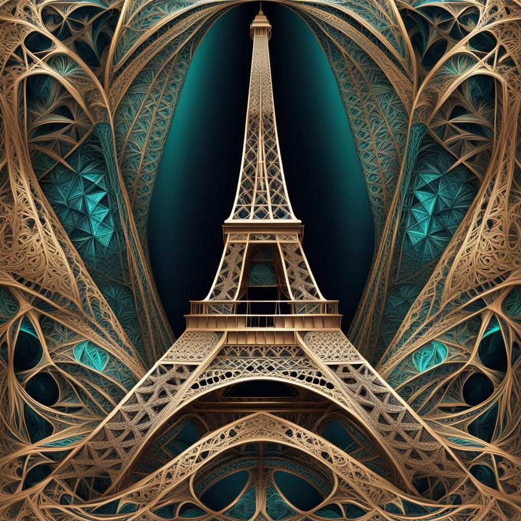 Art Deco Eiffel Tower in Metallic Colors