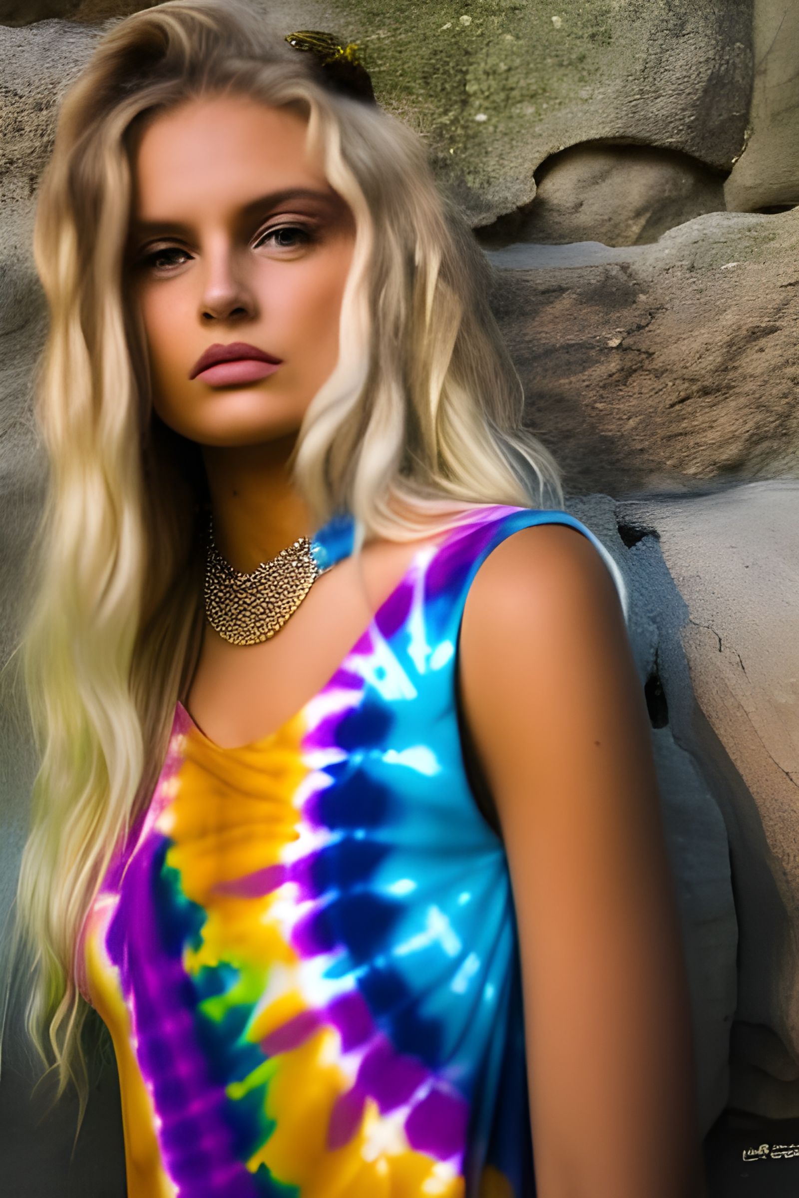 Beautiful Tie Dye Hippie Girl Portrait