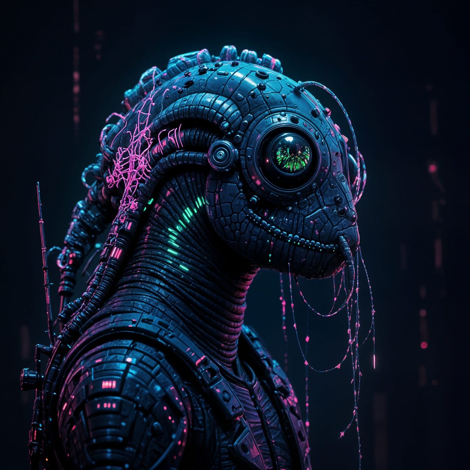 Cyberpunk Ape with Mantis Shrimp Carapace