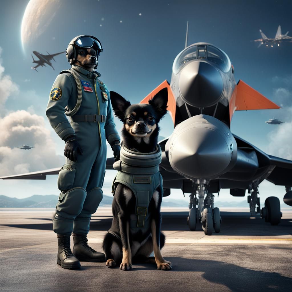 Chihuahua Pilot in Eurofighter Detailed Matte Painting