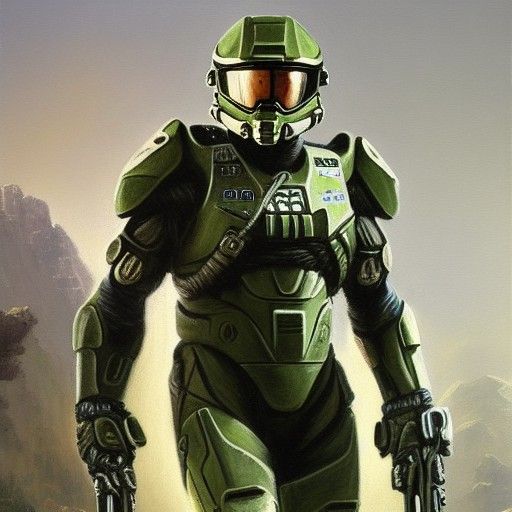 Josh Allen as Master Chief: Oil Painting