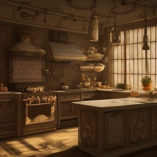 Modern Kitchen Design in Digital Matte Painting Style