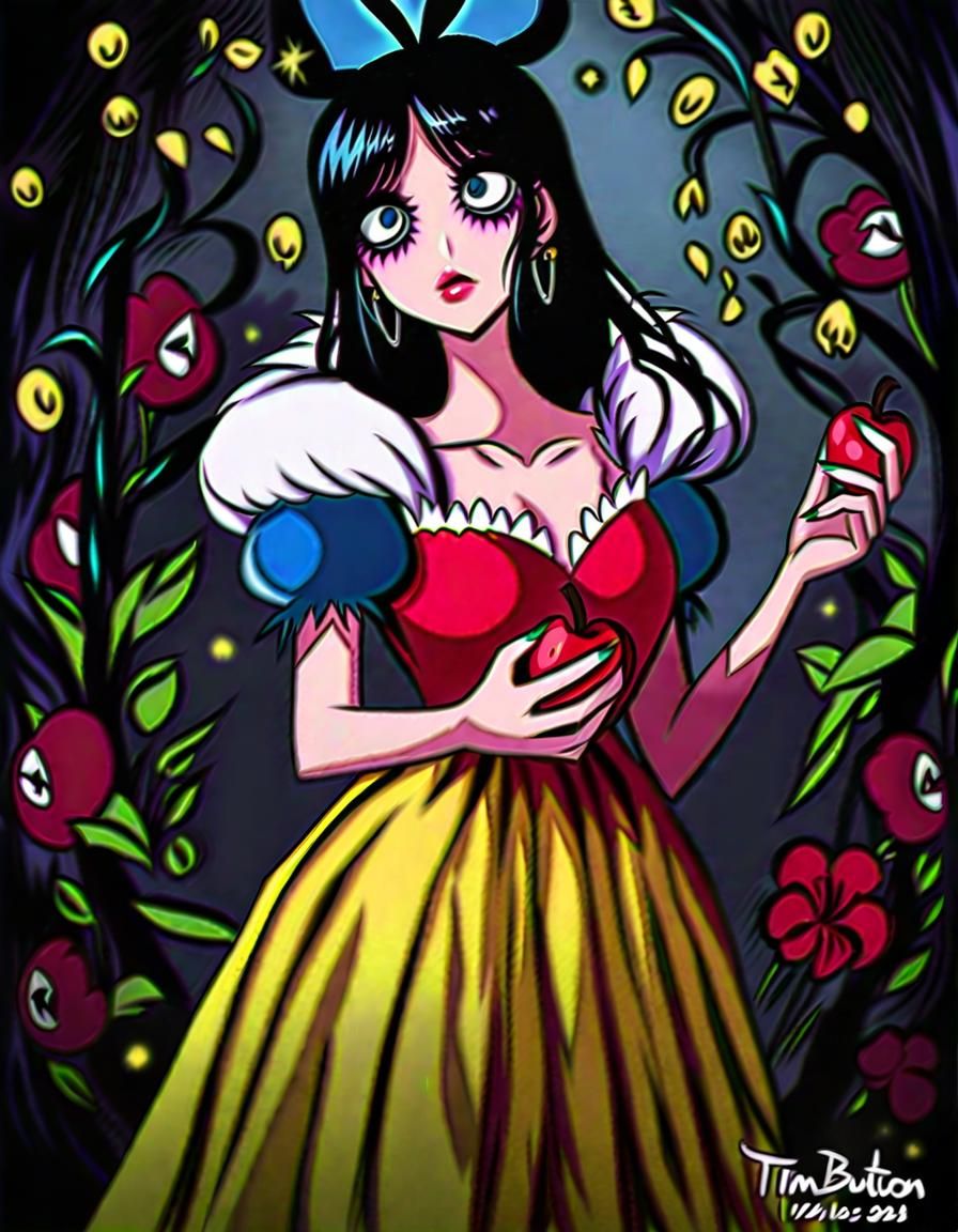 Snow White with Apple in Gothic Fantasy Style