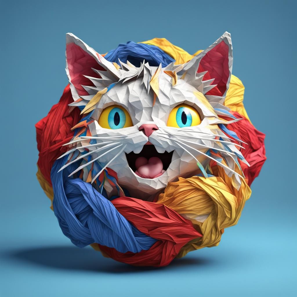 Psychedelic 3D Sonicat Render in Muted Primary Colors