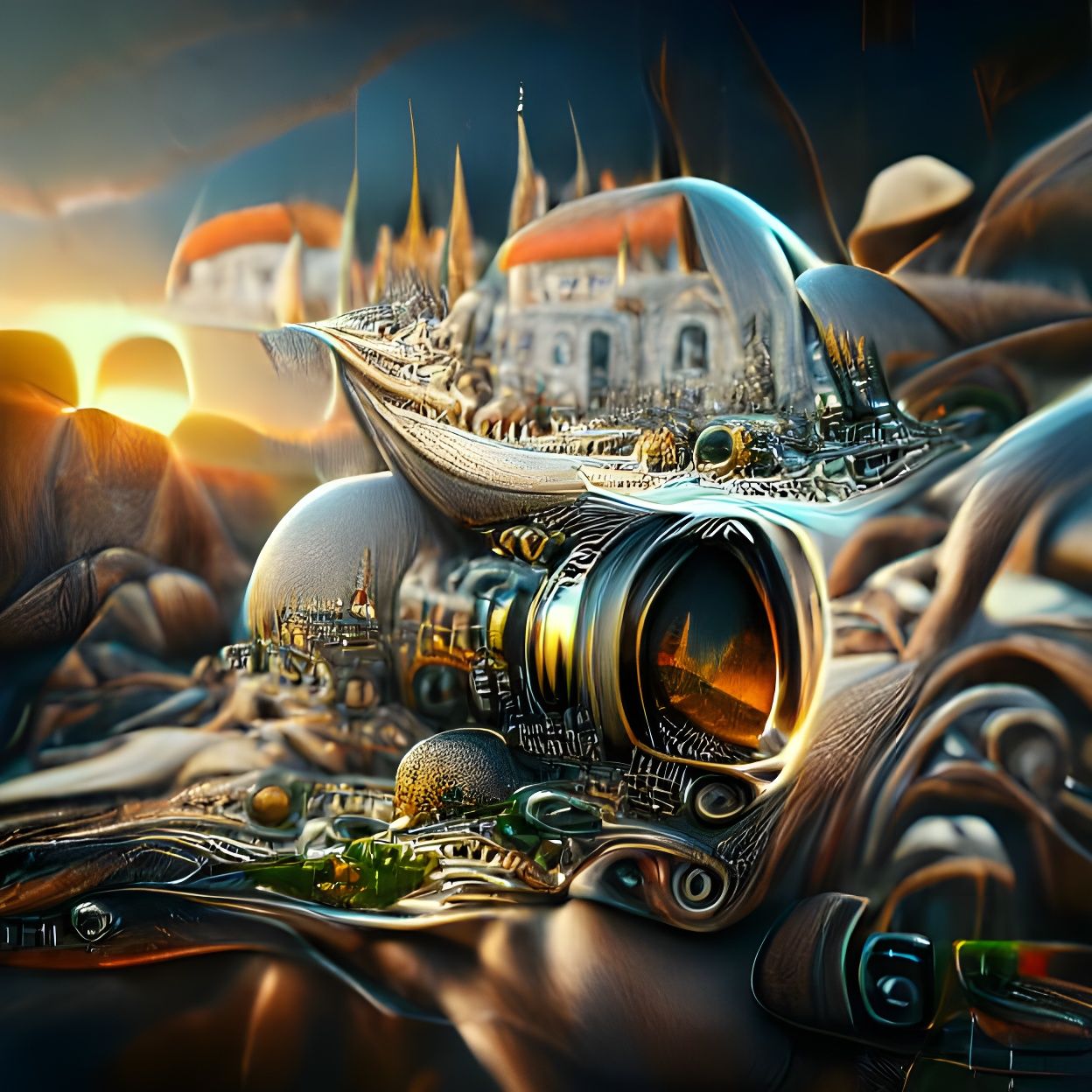 Steampunk Microverse: Multilayered Surreal Artwork
