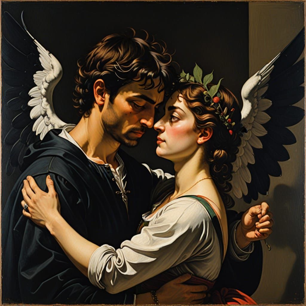 Amor Victorious Painting in Caravaggio Style