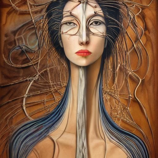 Surreal Stick Woman with Zebra Face Tattoos