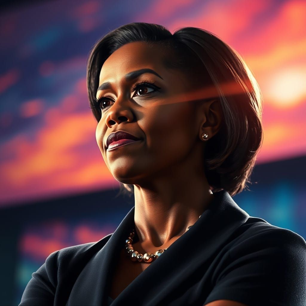 Hyperrealistic Portrait of Michelle Obama with Quiet Strengt...