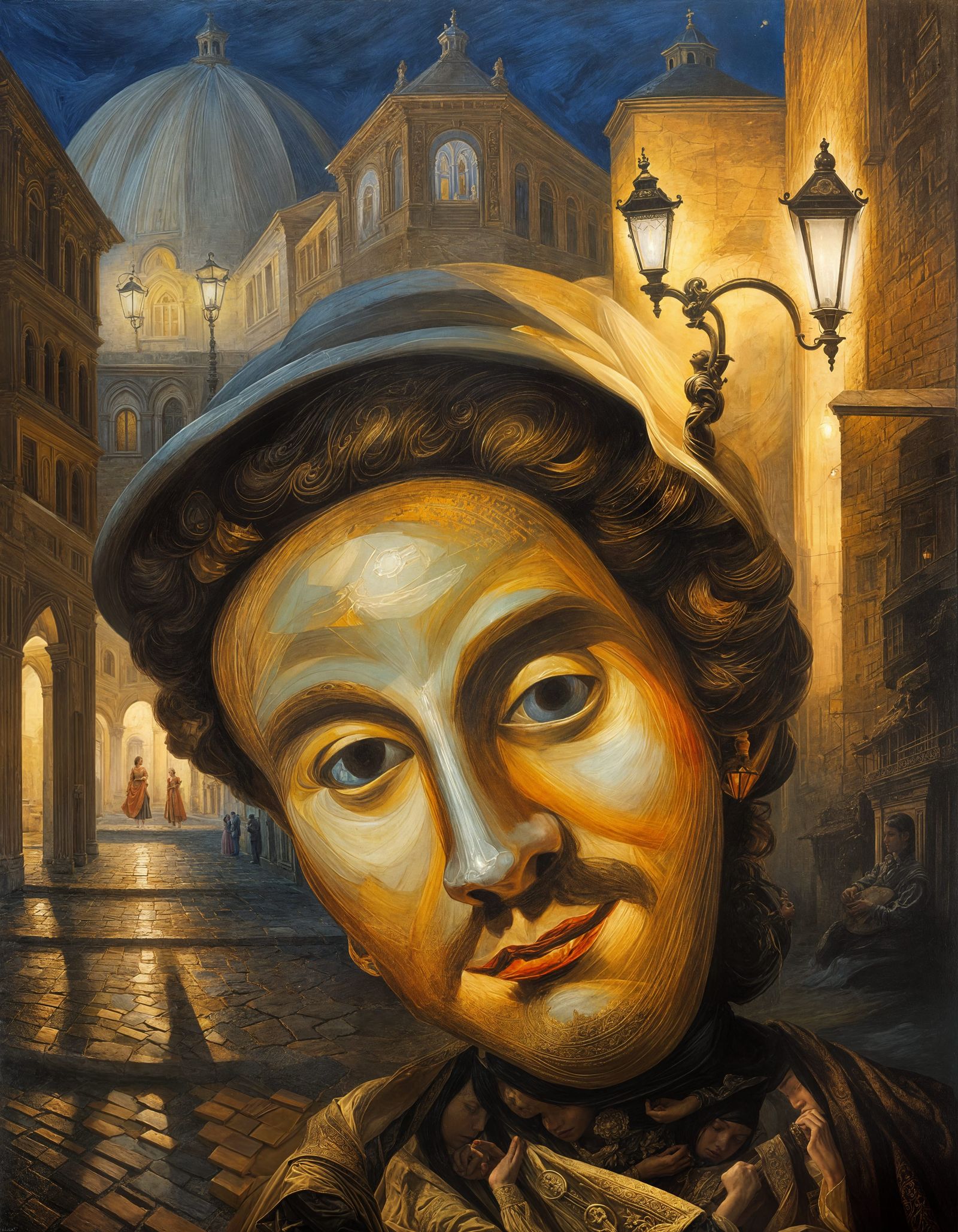 Renaissance Italian Lute Player in Urban Setting