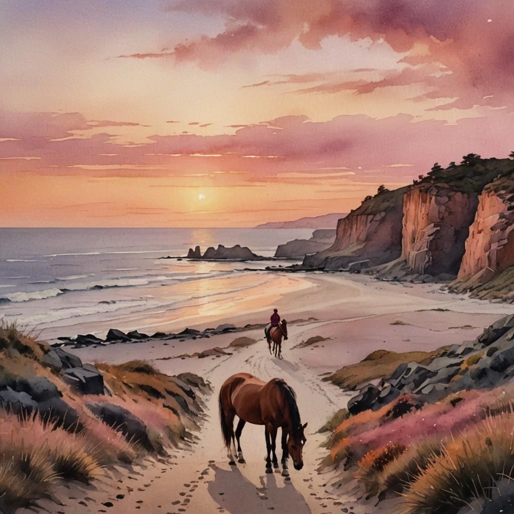 Horse Rider at Sunset: Dreamy Cinematic Landscape