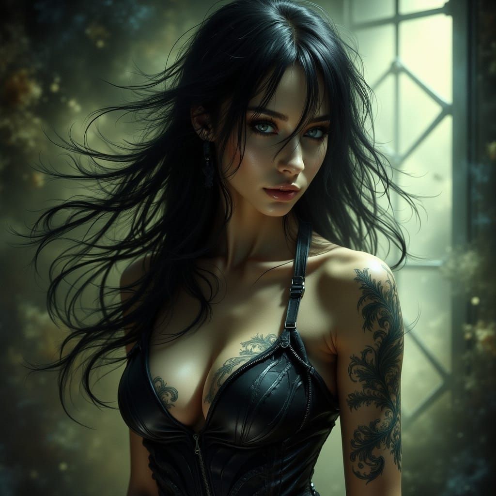 Sinister Hyperrealistic Woman in Comic Book Style