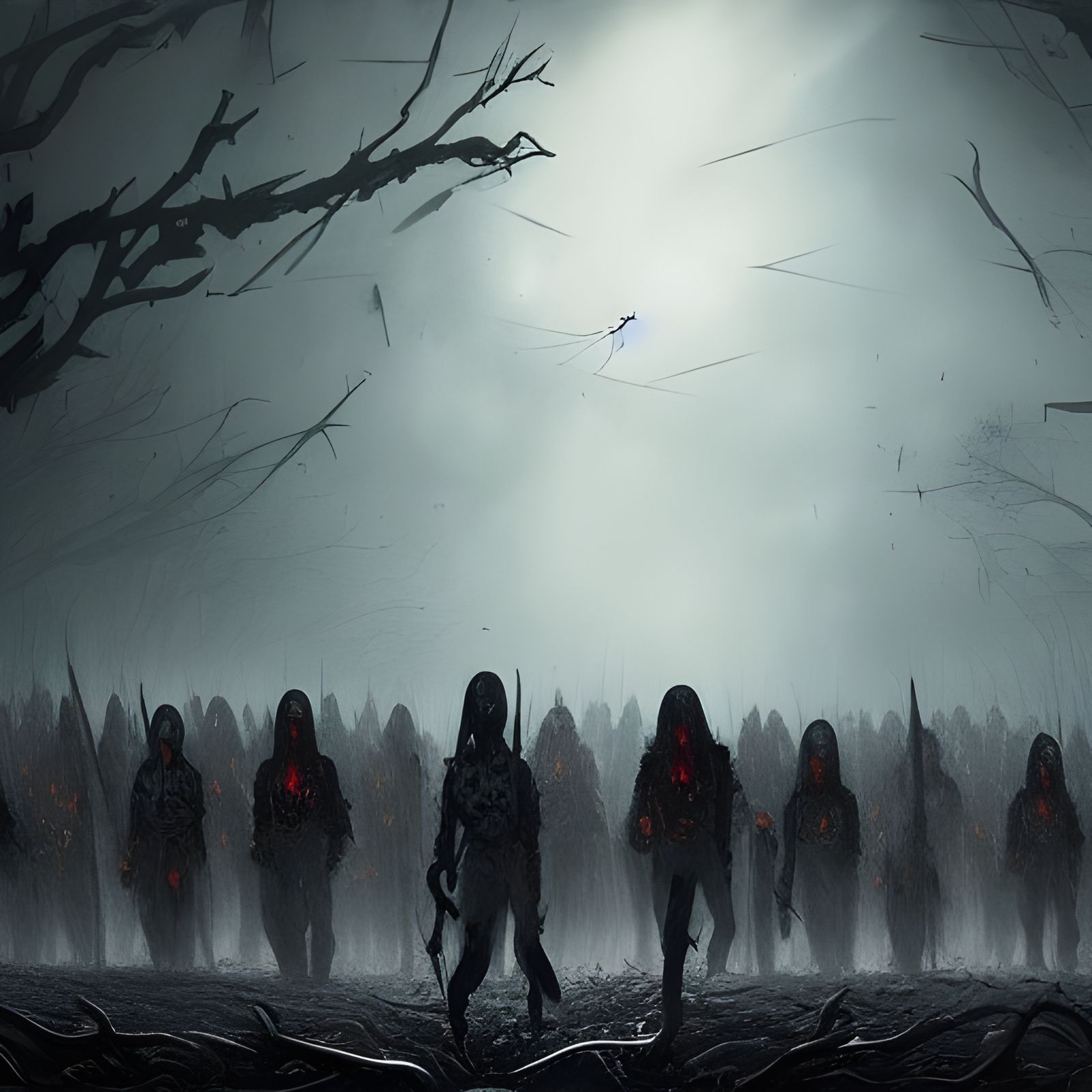 Undead Army Marches in Dark Fantasy Landscape