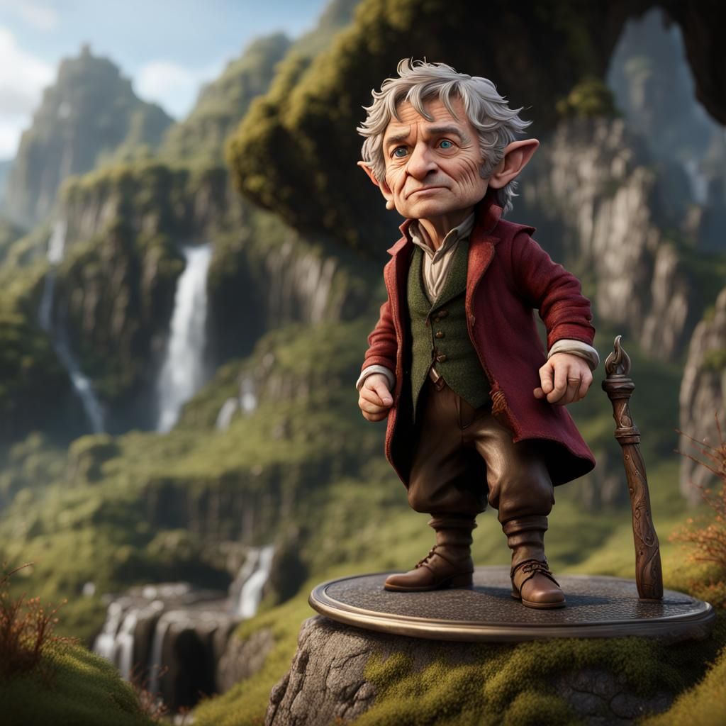 Detailed Bobblehead Bilbo Baggins Fantasy Art