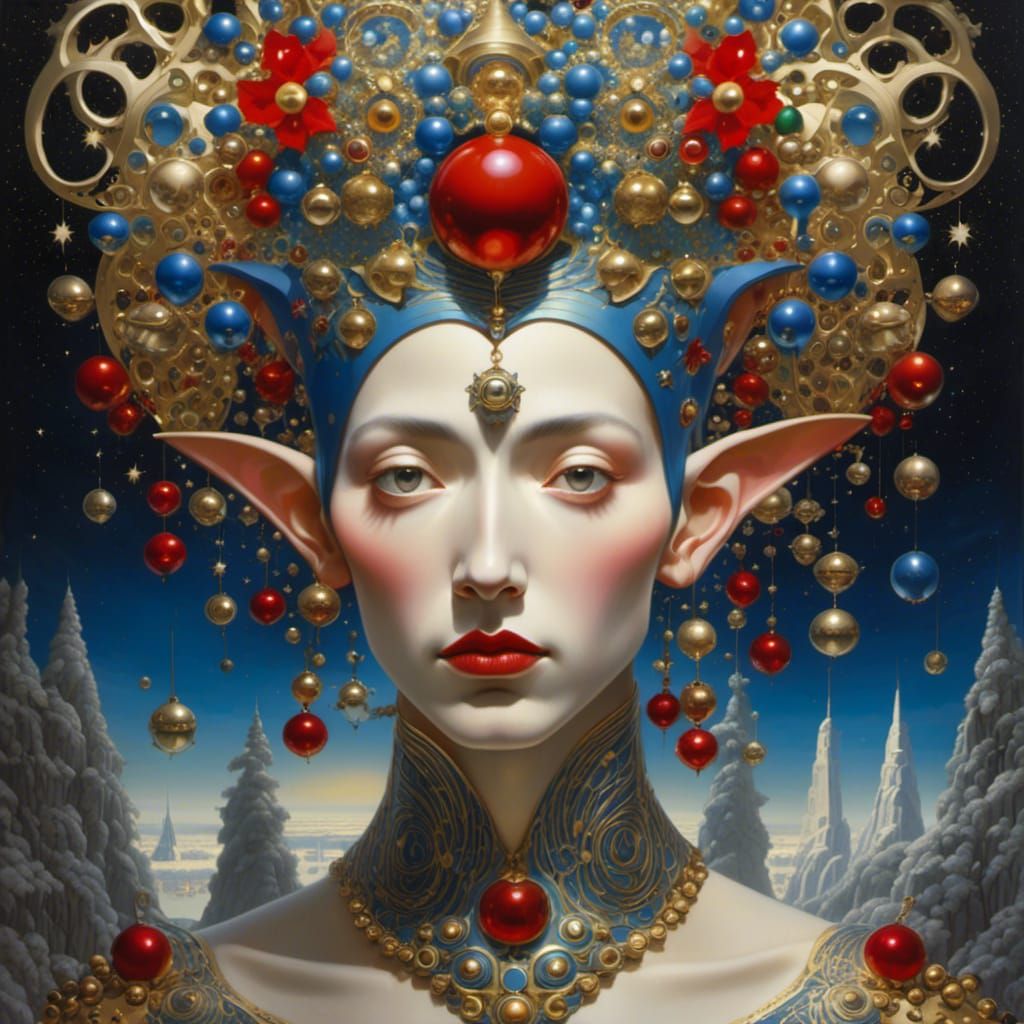 Christmas Elf Head Painting with Christmas Bells