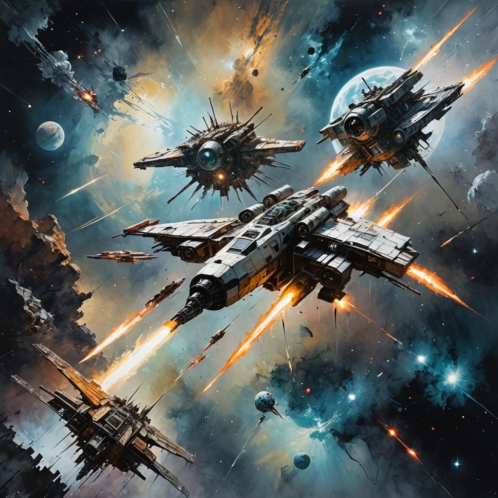 Epic Spaceship Battle in Space: A Cosmic Masterpiece
