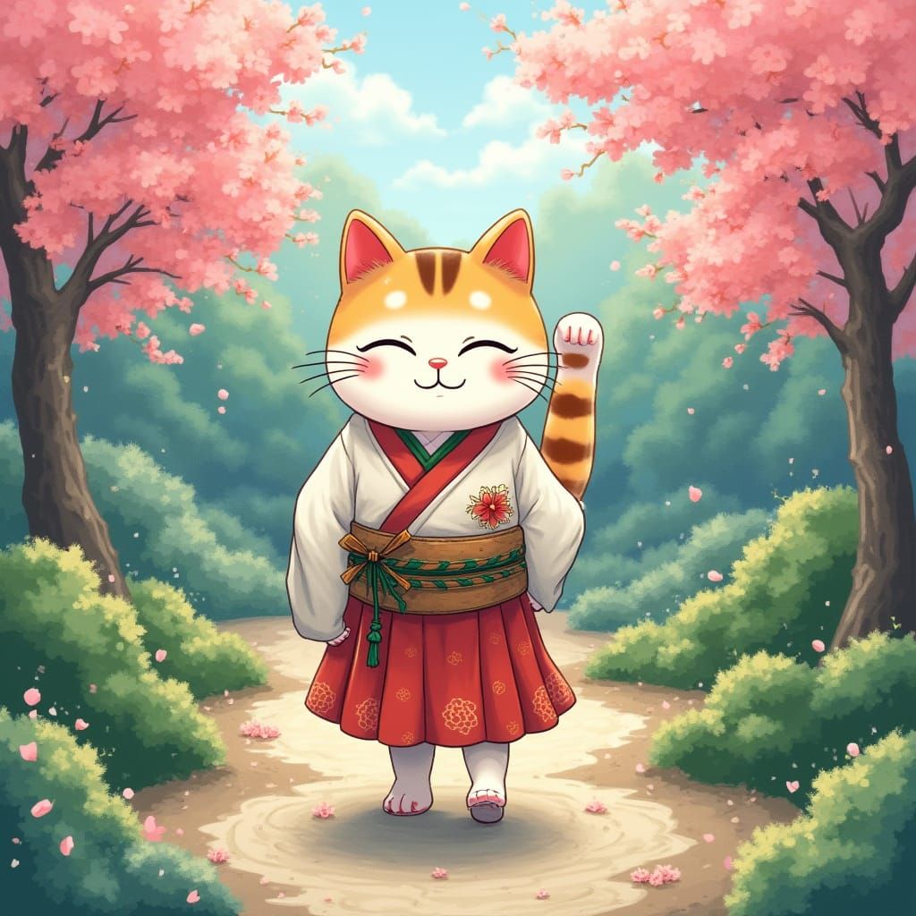 Maneki Neko in Zen Garden, Anime Style