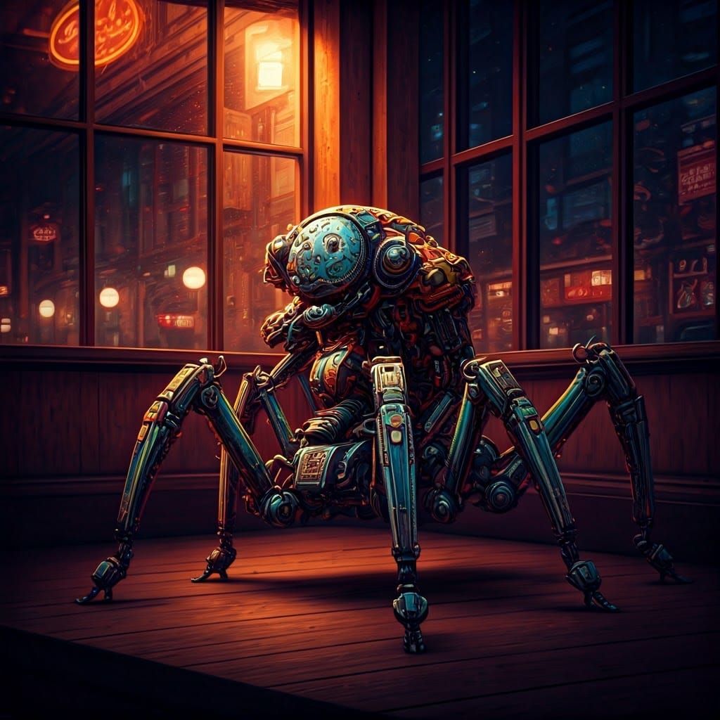 Hyperrealistic AI Machine Creates Artistic Scenes in Cozy Ca...