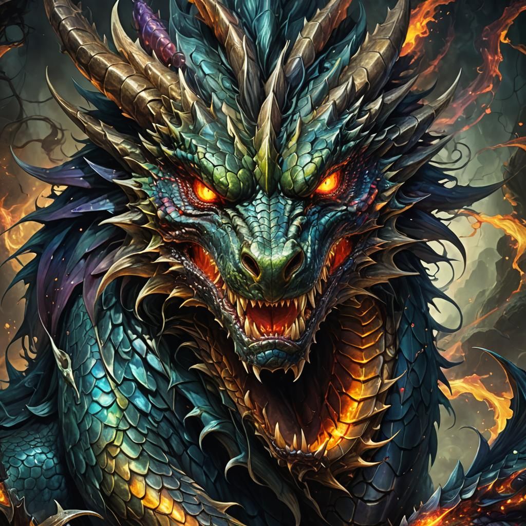 Demonic Dragon Portrait with Telepathic Gaze