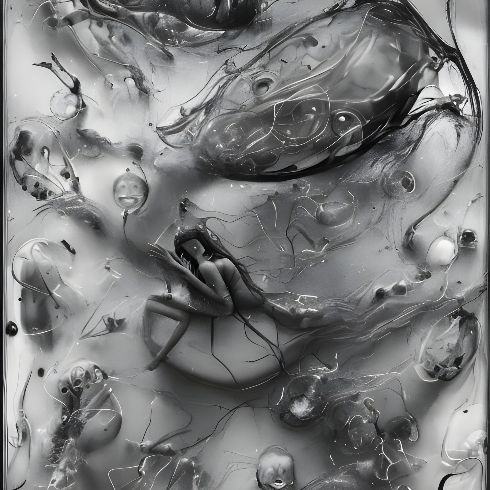 Cyborg-Squid in Decaying Home with Alien Tech