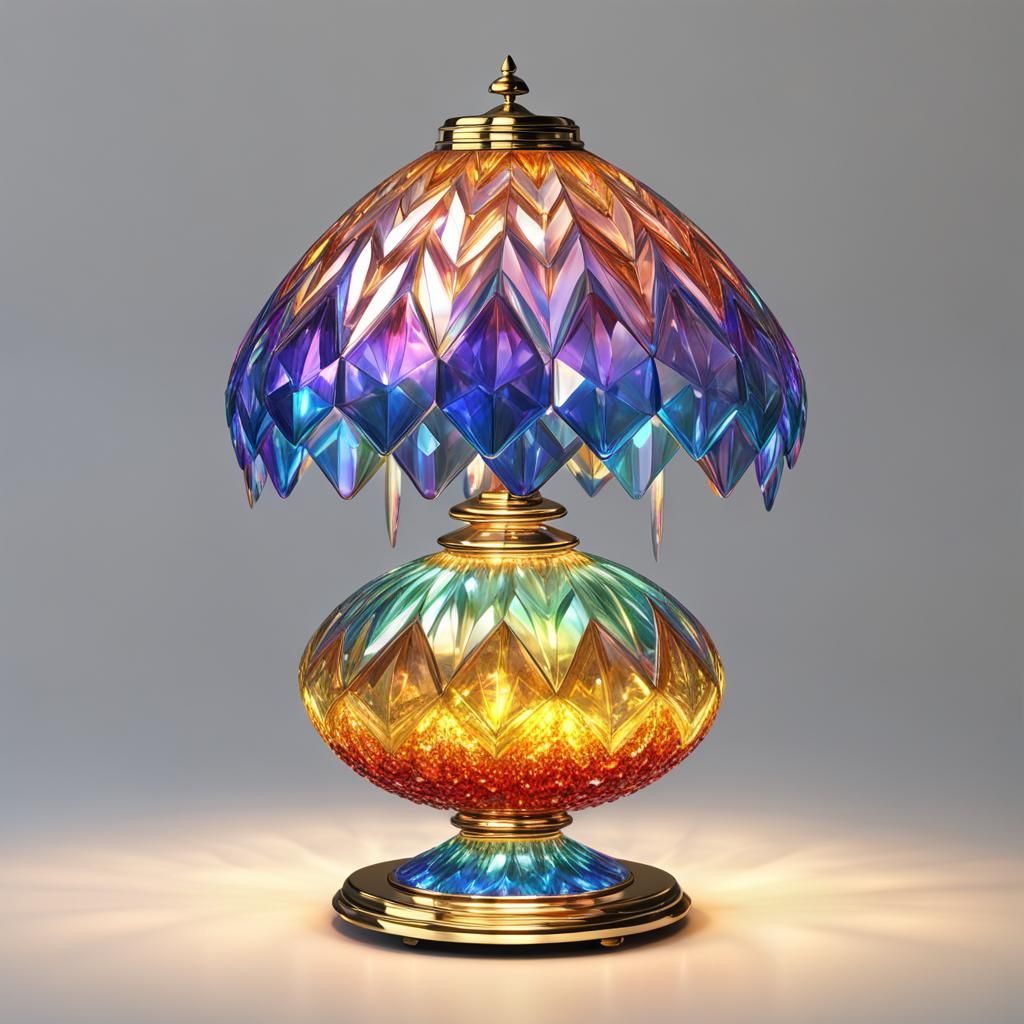 Rainbow Crystal Table Lamp in Graffiti Art Style