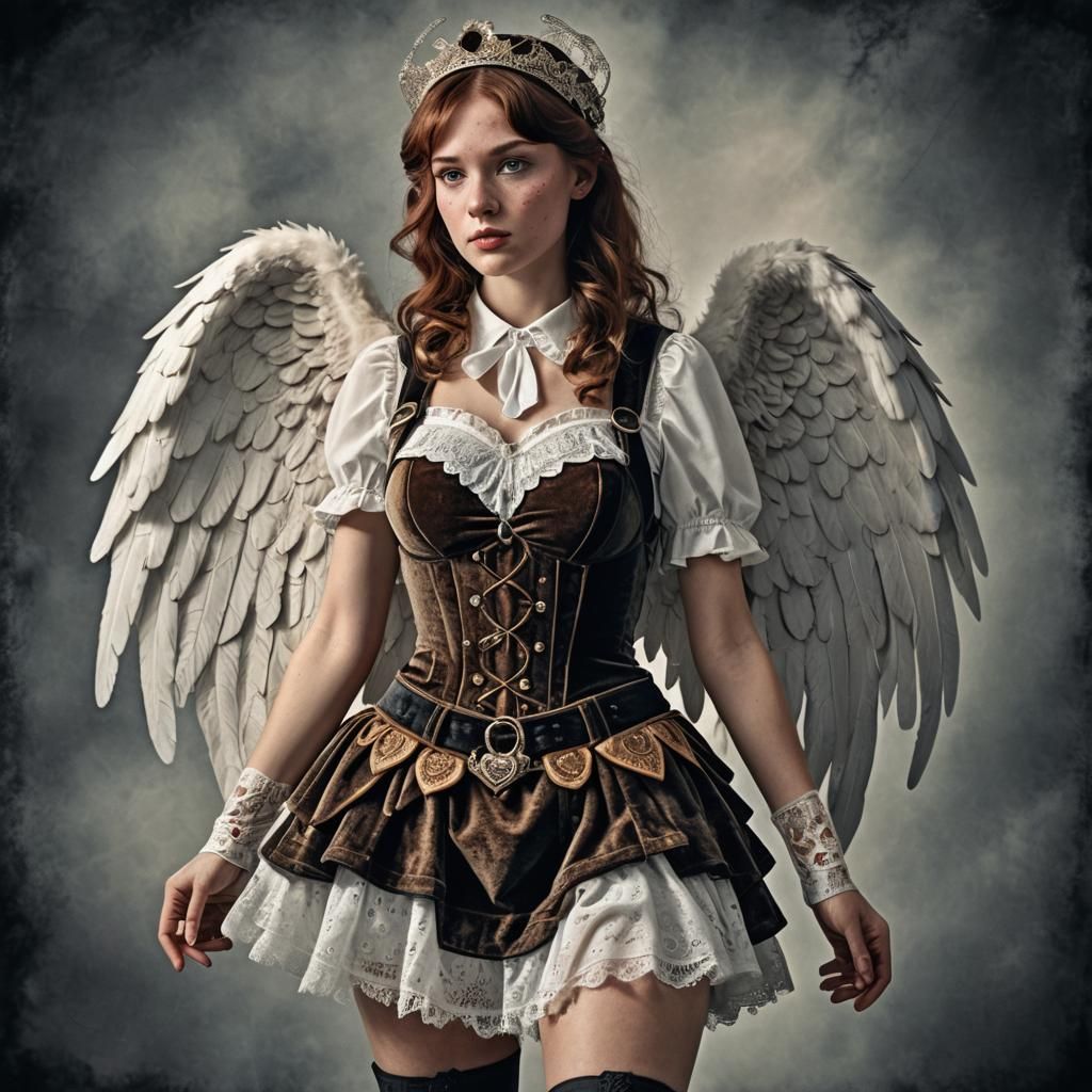 Woman with Angel Wings in Hyperrealistic Style