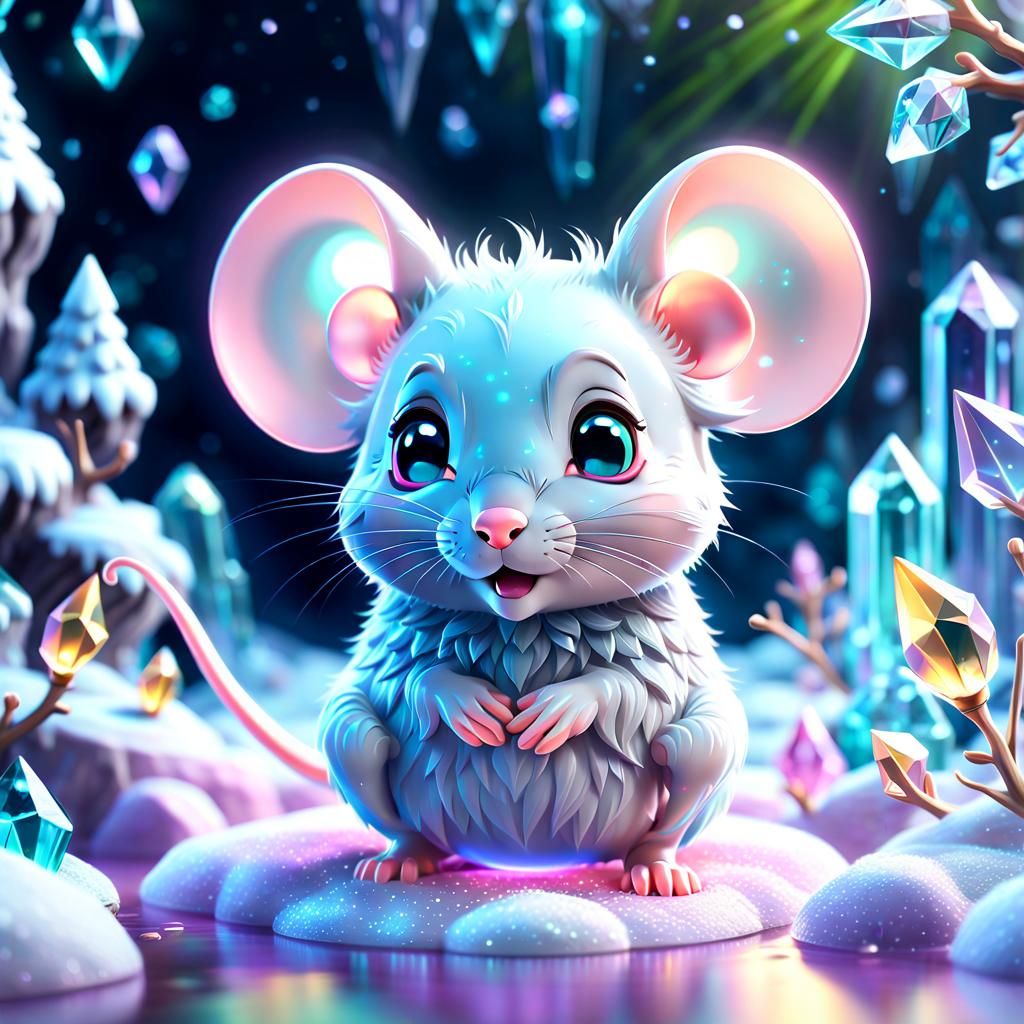 Adorable Crystalline Mouse in Crystal Wonderland