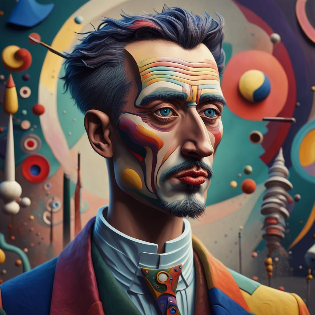 Narrow-Faced Man in Kandinsky Style