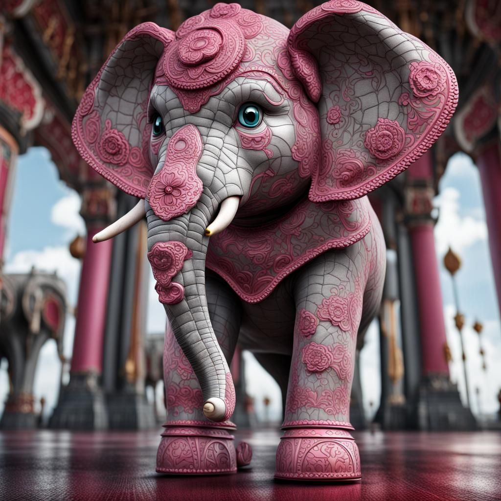 Hyperrealistic Hello Kitty Elephant in HDR