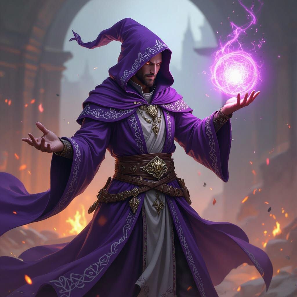 Dragonborn Wizard Casting Spell in Epic Battle Concept Art