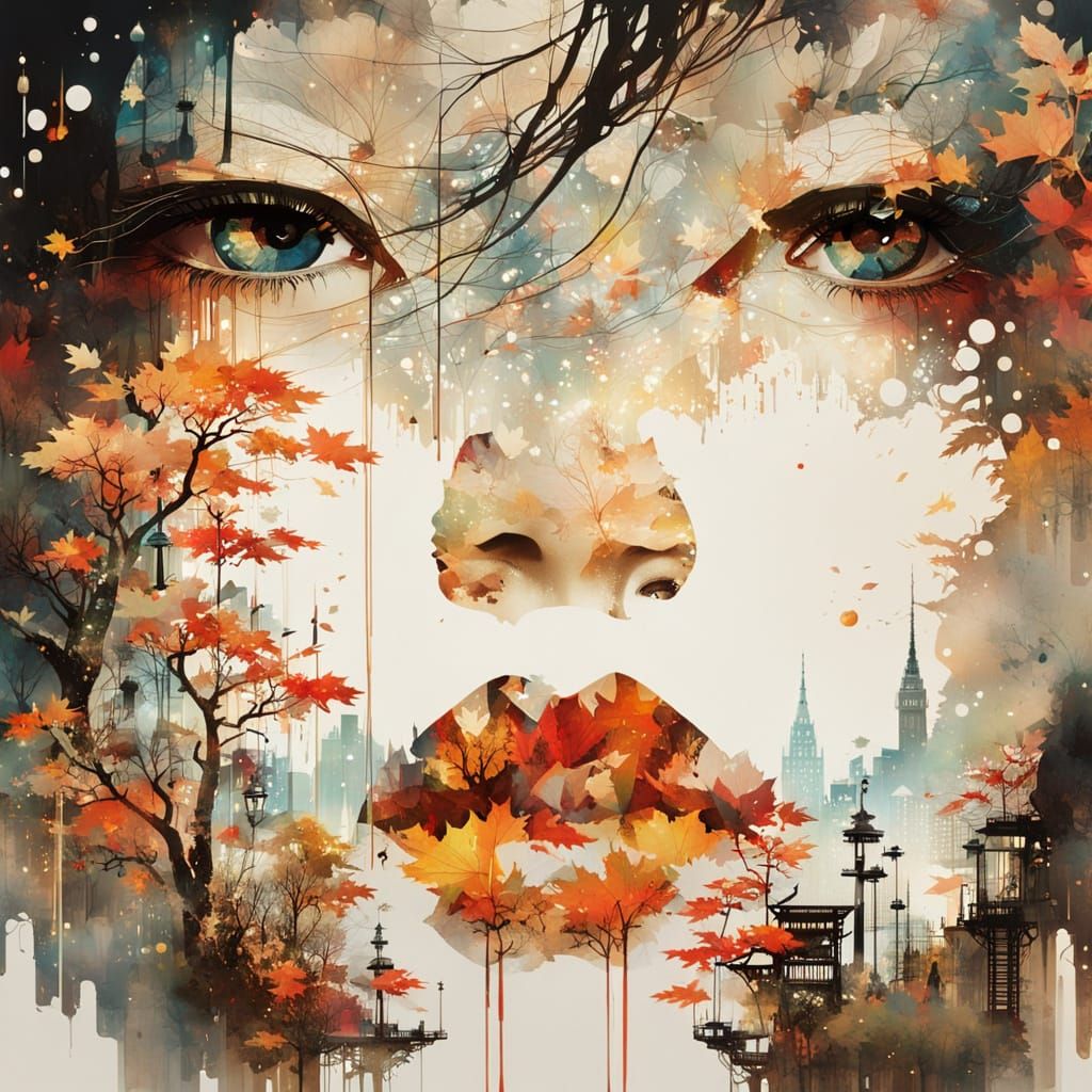 Galaxy Drips Into Cityscape Silhouette Princess Autumn