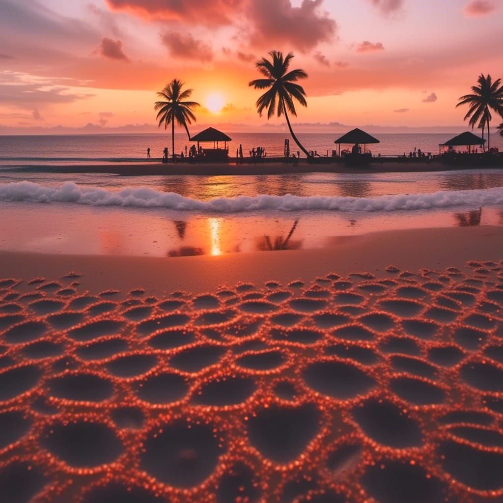 Tropical Beach Sunset: Wide-Angle Paradise