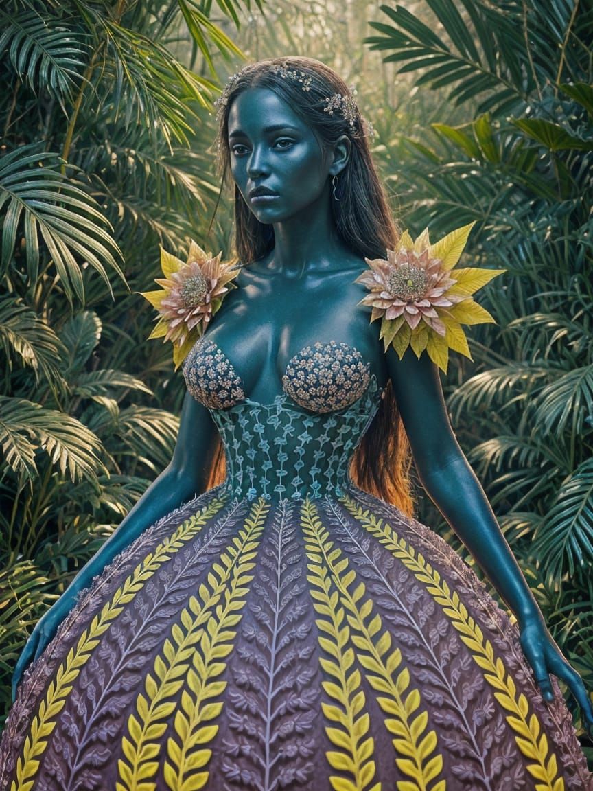 Exotic Alien Goddess in Lush Rainforest