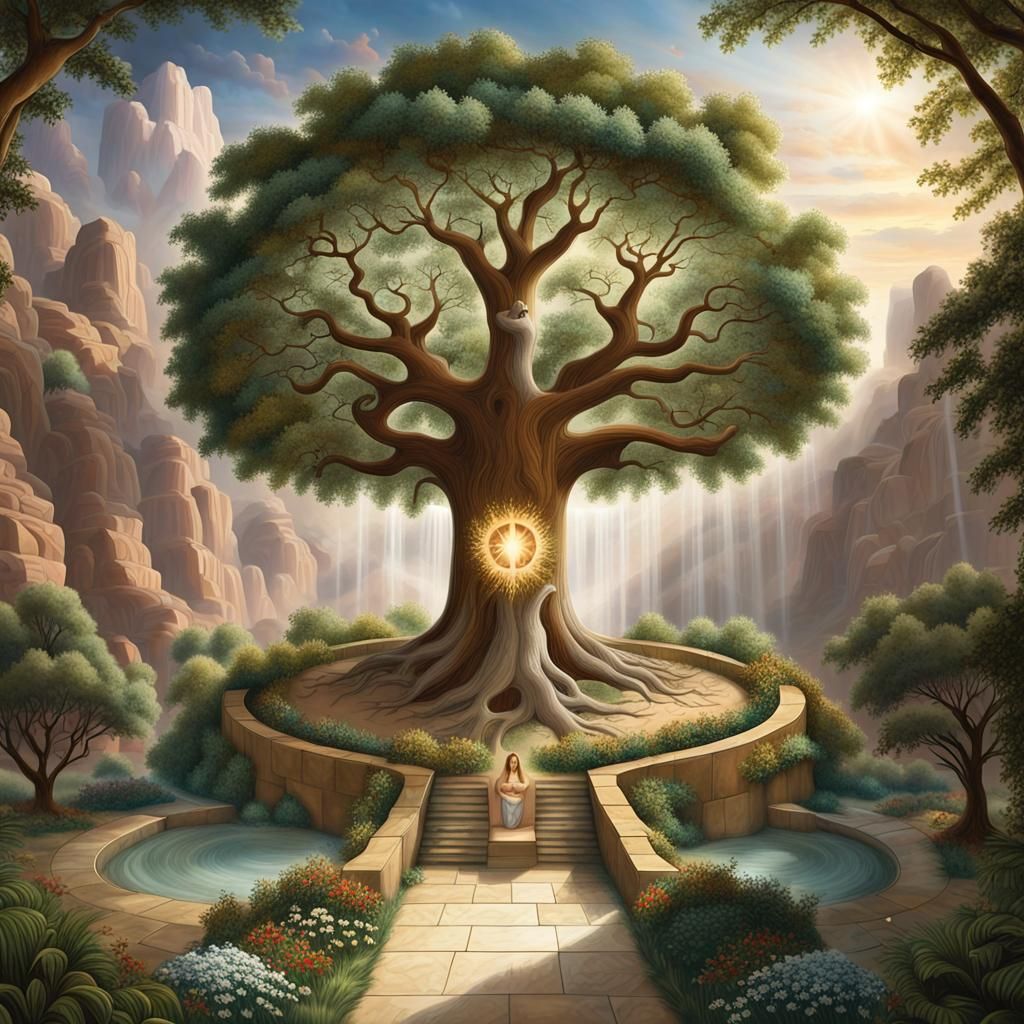 Tree of Life in Eden: Symbolic Biblical Art