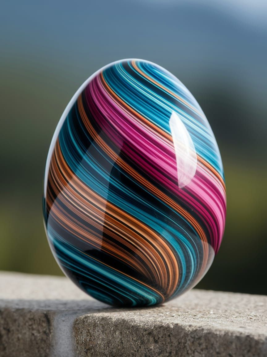 Vividly Colored Egg in Serene Landscape