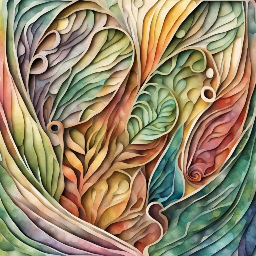 Junk Journal Background, 3d Abstract Shapes Mosaic Watercolo...