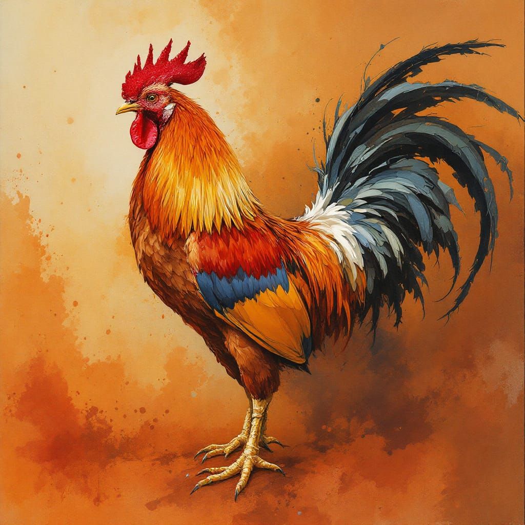 Vibrant Rooster in Warm Earth Tones