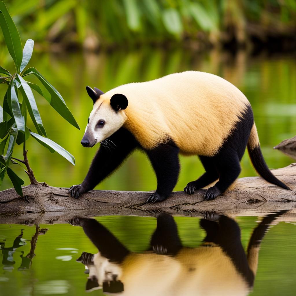 Southern Tamandua near Waterfall in Brazil