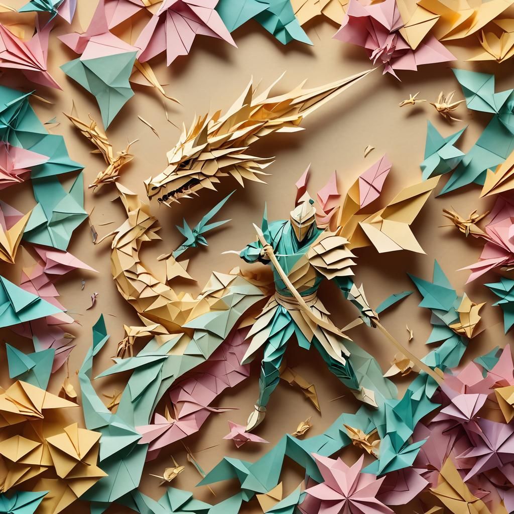 Heroic Battle in Whimsical Origami