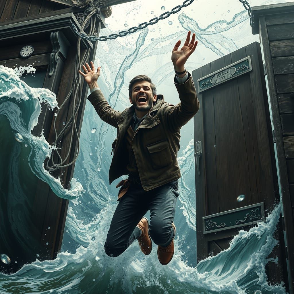 Laughing Man Falls Through Distorted Time and Space