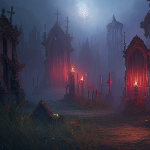 Fantastical Graveyard Party Concept Art