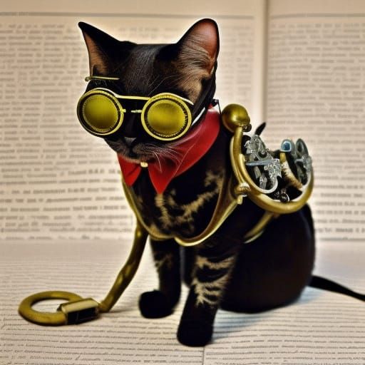 Steampunk Cat with Eyewear and Engine