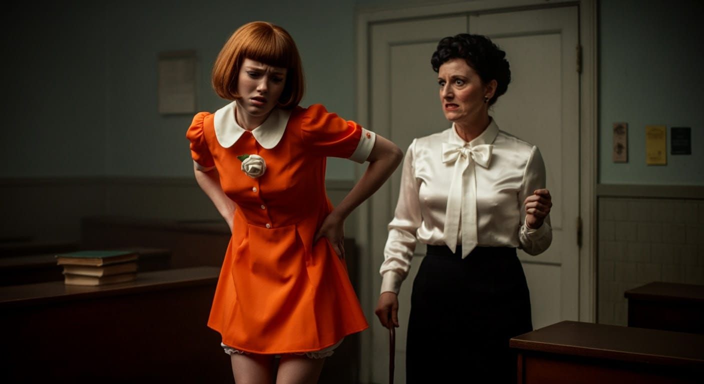 Angsty Redhead Girl Suffers in Retro School Setting with Aut...