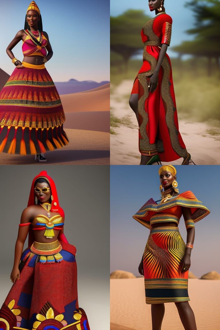 Woman in Detailed African Costume, Octane Render