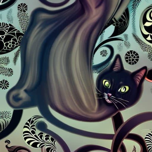 Contorted Cats in Baroque Gothic Style