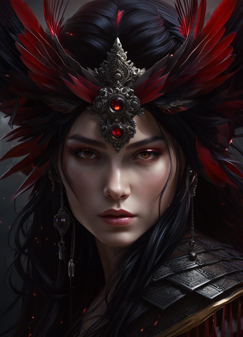 Gothic Woman with Red Eyes, Anime Style