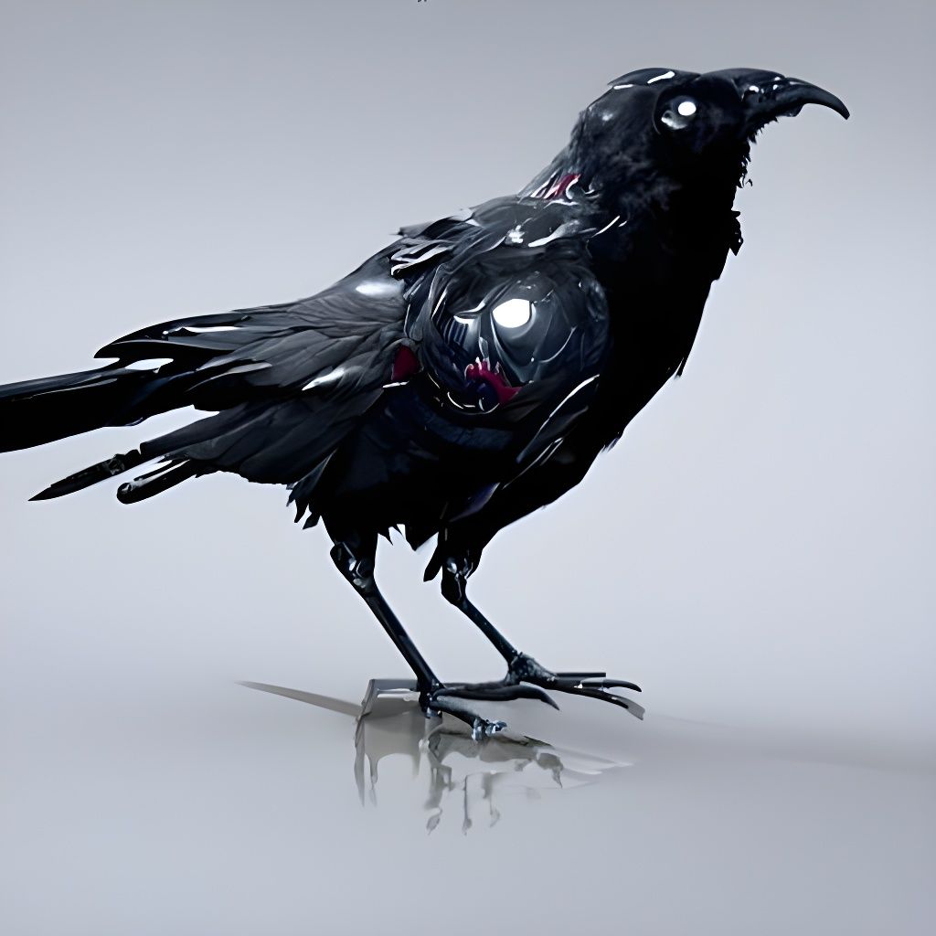Gothic Raven: Messenger of Death in Hyperrealism Style