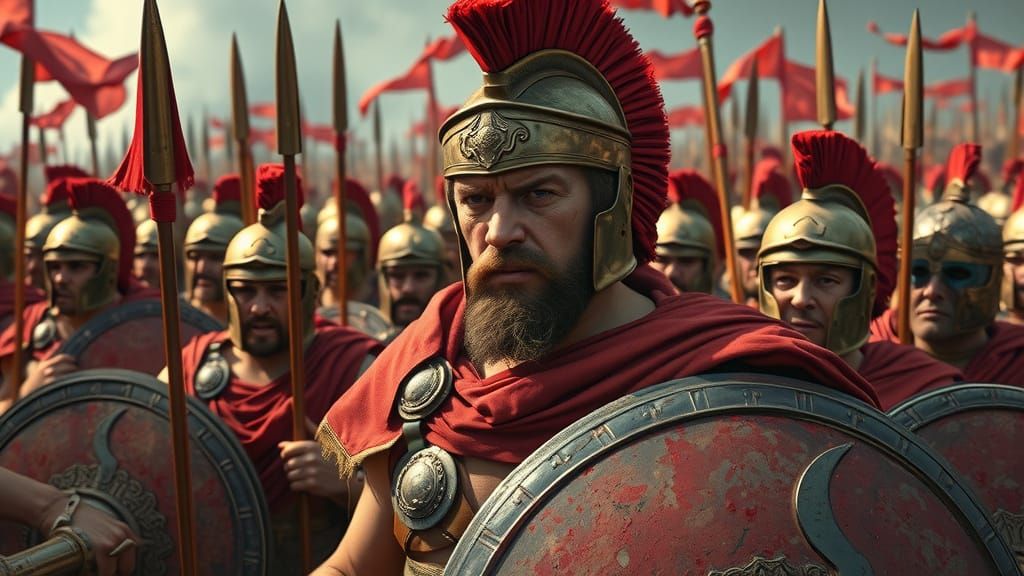 Leonidas Stands Firm Amidst Battle's Fury
