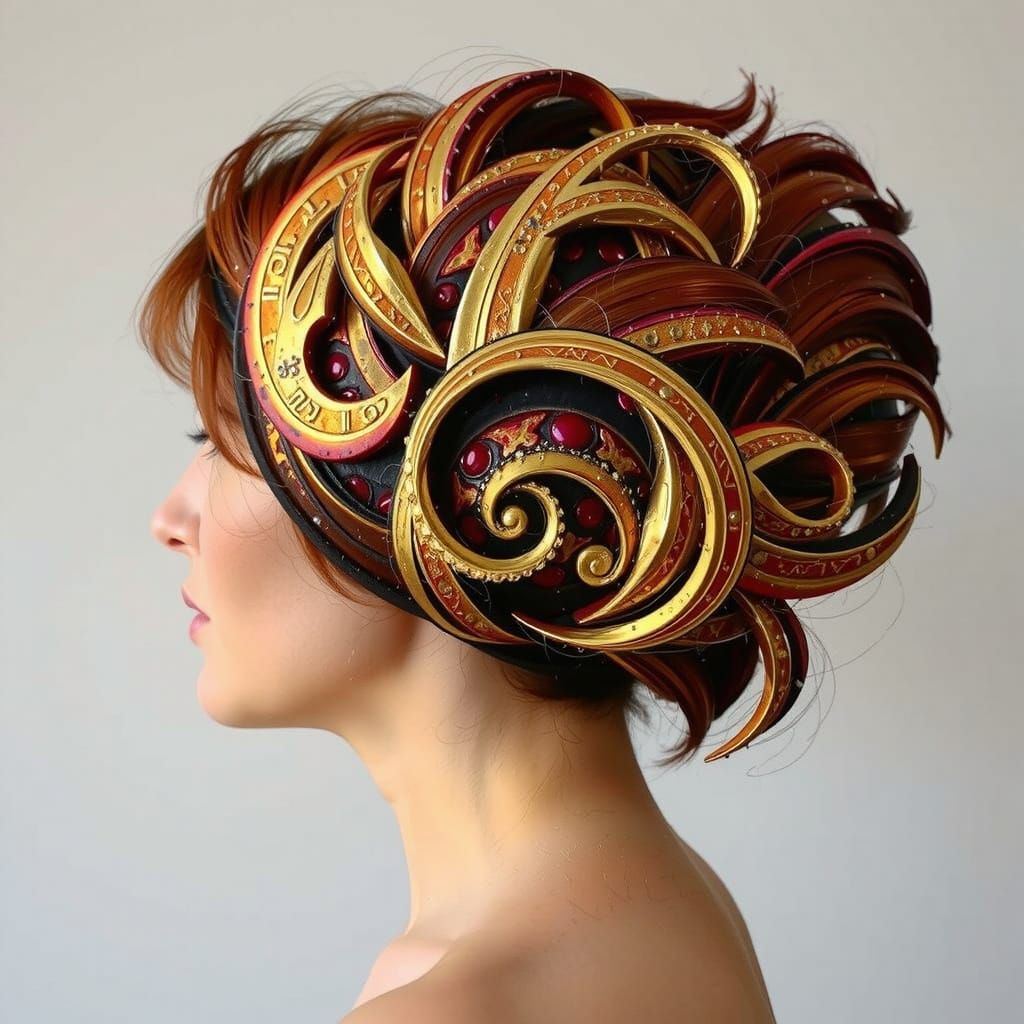 Abstract Expressionist Painting with Iridescent Swirls